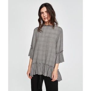🟡 Zara Checkered High-Neck Tunic